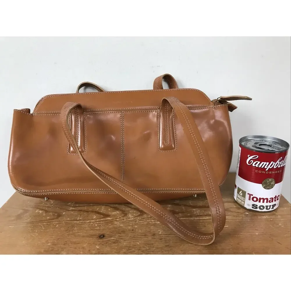 Francesco Biasia Tan Leather Zipper Italian Shoulder Bag Barrel Clutch Purse 14